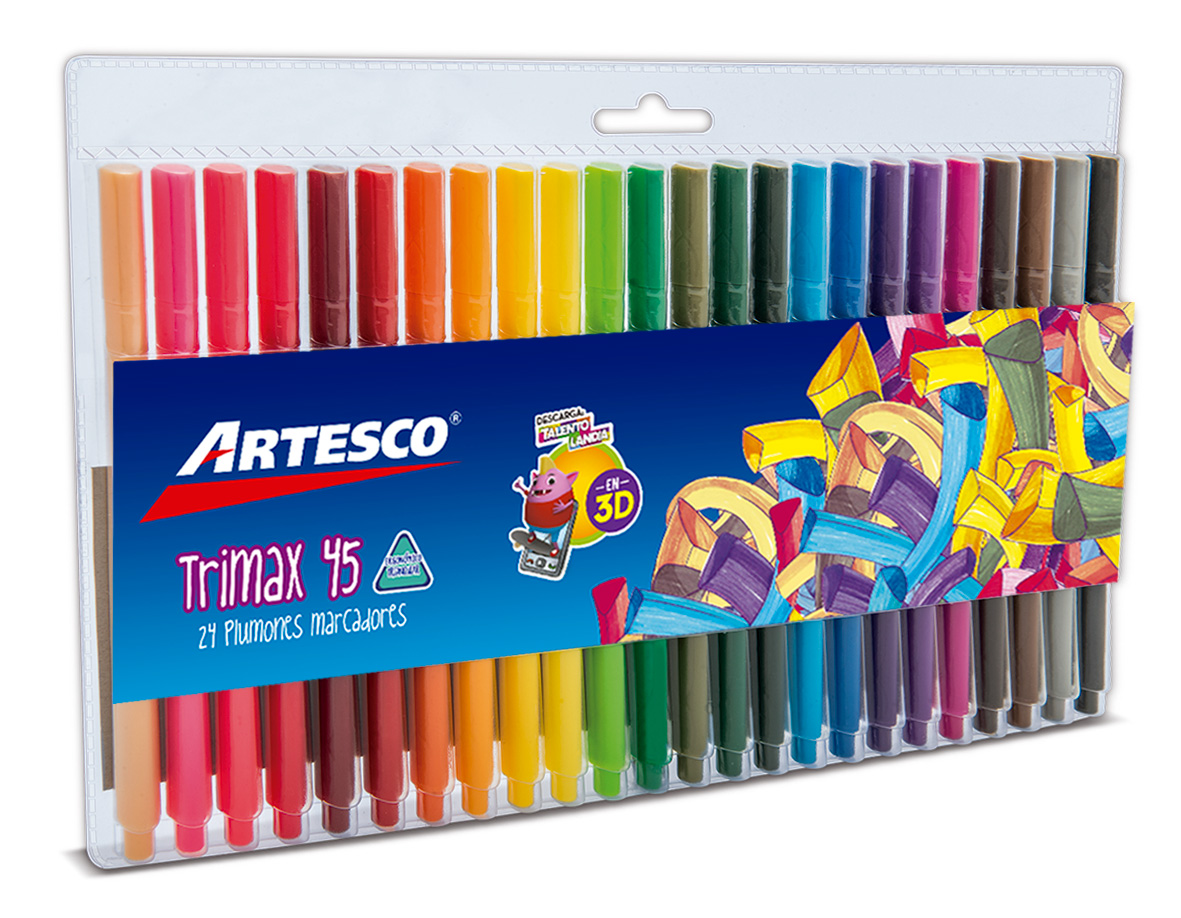 Marcadores Delgados Trimax A-45 estuche ARTESCO x 24