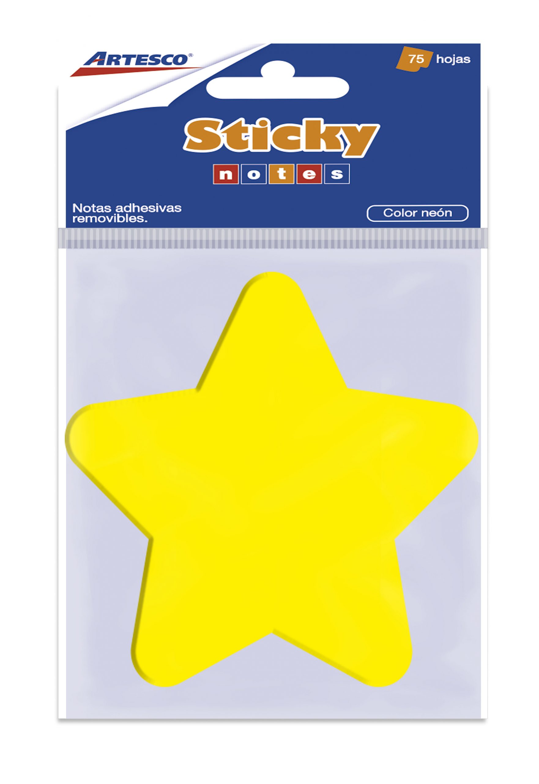 Notas Adhesivas Forma Estrella 75 hojas – Color Neón ARTESCO