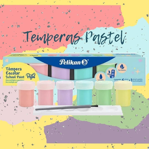 Témpera Escolar Pelikan *6 Pastel 20 ml - Imagen 3